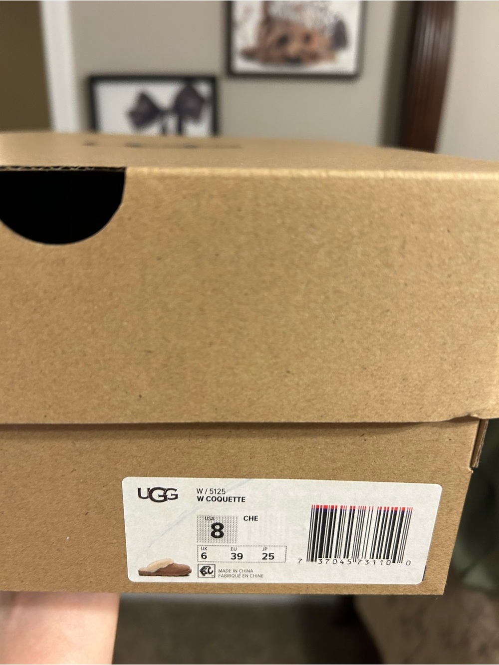 UGG Coquette Sheepskin Lined Slip-On Clog with Cream Fur Chestnut - Picture 6 of 8